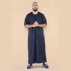 Alternative view of 107 - Men's Navy Zipped Half Sleeve Islamic Thobe