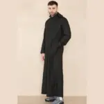 108 - Men's Black Muslim Slim or Regular Fit Hooded Thobe - Image 2