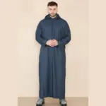 108 - Men's Navy Muslim Slim or Regular Fit Hooded Thobe