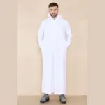 108 - Men's White Muslim Slim or Regular Fit Hooded Thobe - Image 2