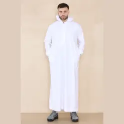 Alternative view of 108 - Men's White Muslim Slim or Regular Fit Hooded Thobe