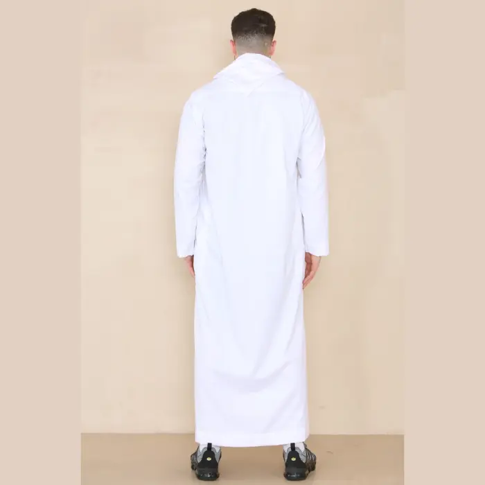 108 - Men's White Muslim Slim or Regular Fit Hooded Thobe - Image 5