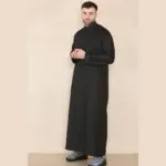 109 - Men's Black Muslim Eid Thobe with Nehru Collar - Image 3