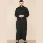 109 - Men's Black Muslim Eid Thobe with Nehru Collar