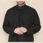 109 - Men's Black Muslim Eid Thobe with Nehru Collar - Image 5