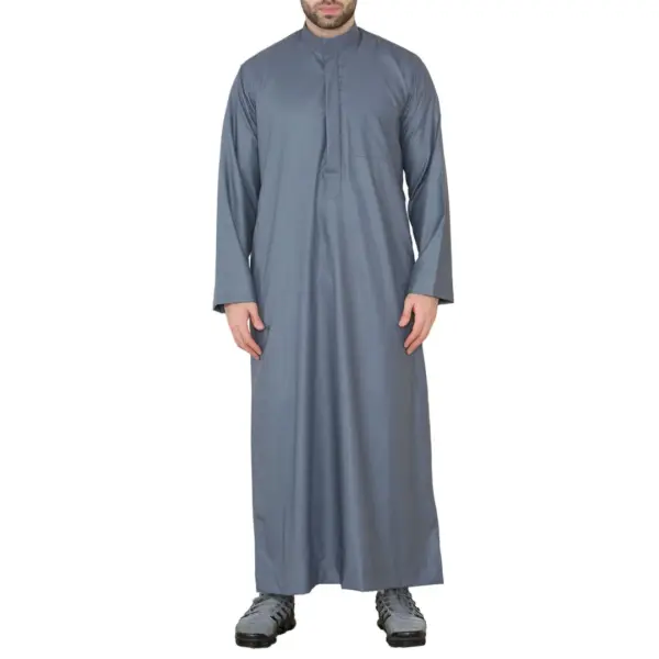 109 Mens Grey Muslim Eid Thobe with Nehru Collar 1