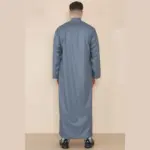 109 - Men's Grey Muslim Eid Thobe with Nehru Collar - Image 4