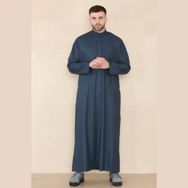 109 Mens Navy Muslim Eid Thobe with Nehru Collar 2