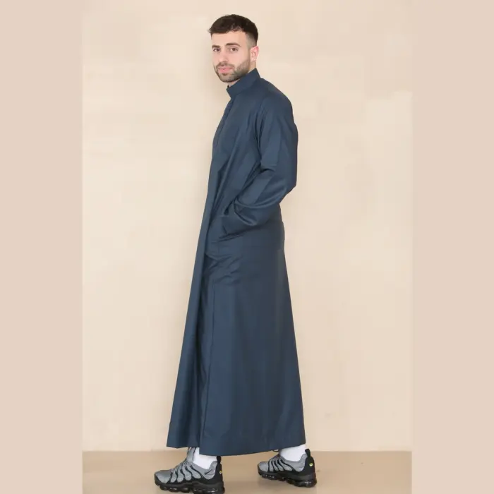 109 - Men's Navy Muslim Eid Thobe with Nehru Collar - Image 3