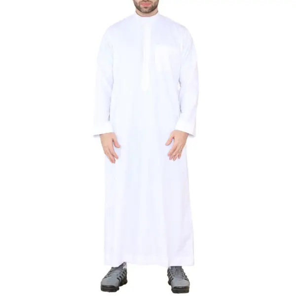 109 Mens White Muslim Eid Thobe with Nehru Collar 1