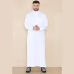 109 - Men's White Muslim Eid Thobe with Nehru Collar