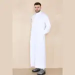 109 - Men's White Muslim Eid Thobe with Nehru Collar - Image 2