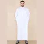 109 - Men's White Muslim Eid Thobe with Nehru Collar - Image 3