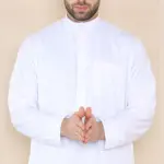 109 - Men's White Muslim Eid Thobe with Nehru Collar - Image 4