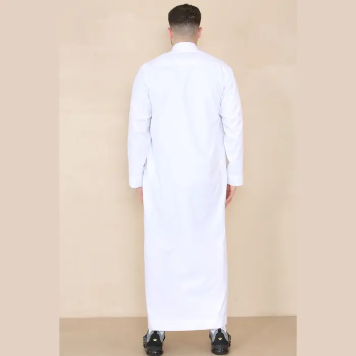109 - Men's White Muslim Eid Thobe with Nehru Collar - Image 5