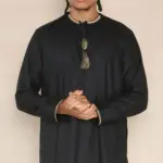 110 - Men's Black Islamic Eid Thobe Jubba with Tassel - Image 2