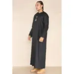 110 - Men's Black Islamic Eid Thobe Jubba with Tassel - Image 3