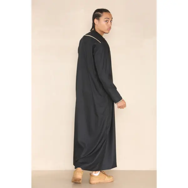 110 Mens Black Muslim Eid Thobe with Nehru Collar 5