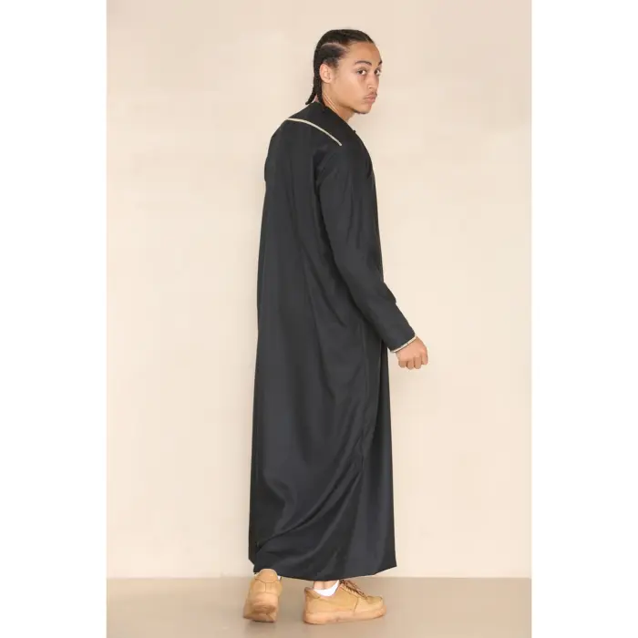 110 - Men's Black Islamic Eid Thobe Jubba with Tassel - Image 4