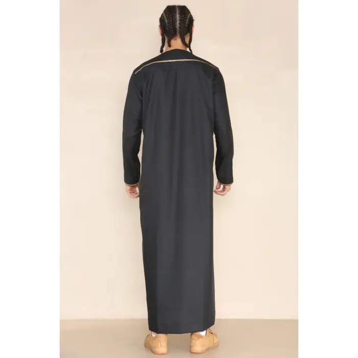110 - Men's Black Islamic Eid Thobe Jubba with Tassel - Image 5