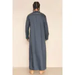 110 - Men's Grey Islamic Eid Thobe Jubba with Tassel - Image 6
