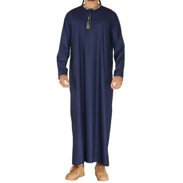 110 Mens Navy Muslim Eid Thobe with Nehru Collar 1