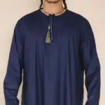 110 - Men's Navy Islamic Eid Thobe Jubba with Tassel - Image 2