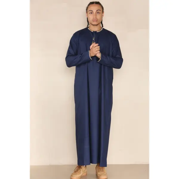 110 Mens Navy Muslim Eid Thobe with Nehru Collar 4