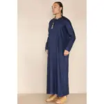 110 - Men's Navy Islamic Eid Thobe Jubba with Tassel - Image 5