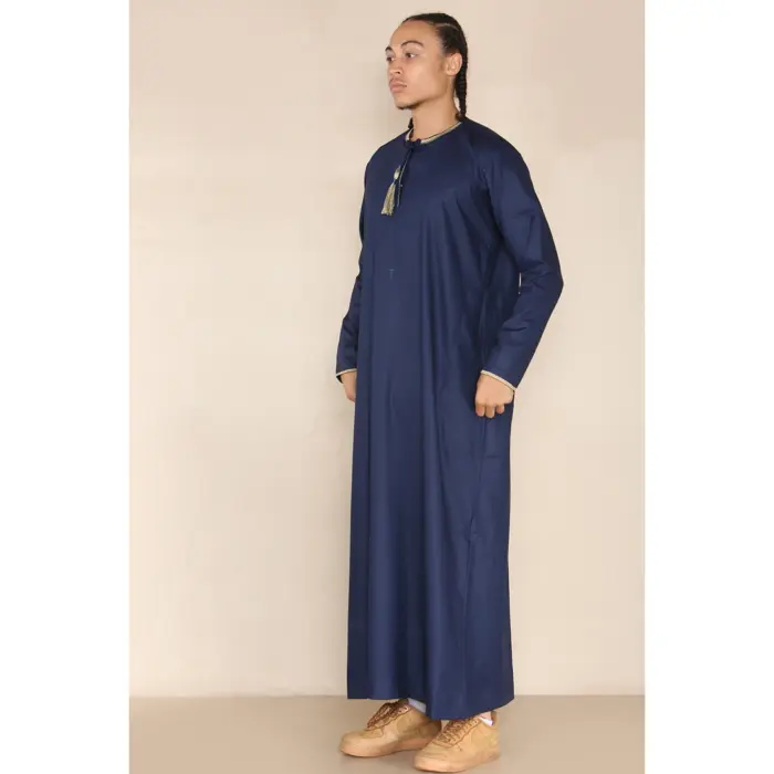 110 - Men's Navy Islamic Eid Thobe Jubba with Tassel - Image 5