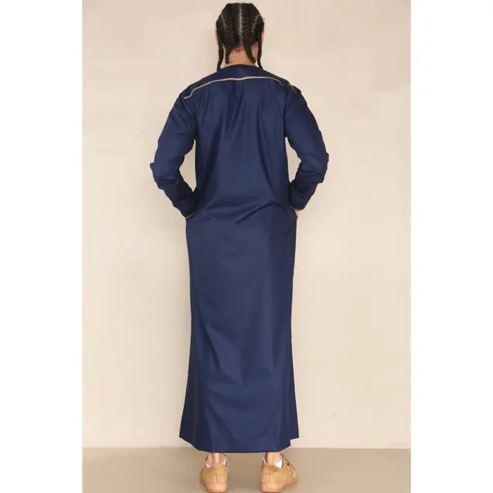 110 - Men's Navy Islamic Eid Thobe Jubba with Tassel - Image 6