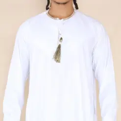 Alternative view of 110 - Men's White Islamic Eid Thobe Jubba with Tassel