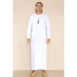 110 - Men's White Islamic Eid Thobe Jubba with Tassel