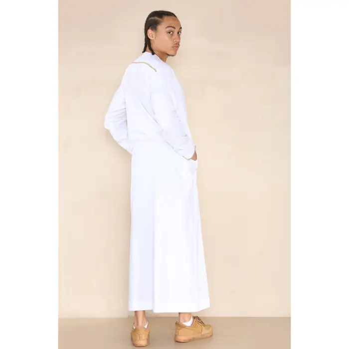 110 - Men's White Islamic Eid Thobe Jubba with Tassel - Image 5