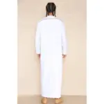110 - Men's White Islamic Eid Thobe Jubba with Tassel - Image 6