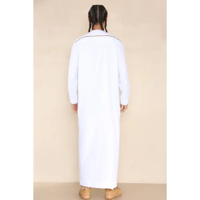 110 - Men's White Islamic Eid Thobe Jubba with Tassel - Image 6