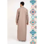 112 - Men's Beige Stand Collar Thobe Islamic Clothing - Image 5