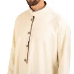 112 - Men's Cream Stand Collar Thobe Islamic Clothing - Image 3