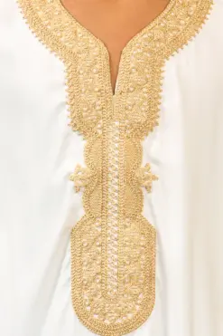 Alternative view of HM62 - Boys White Moroccan Thobe Short Sleeve Embroidery Gandoura