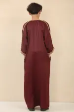 HM63 - Boys Moroccan Thobe Short Sleeve Embroidery Gandoura - Image 7