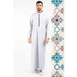 112 - Men's Off White Stand Collar Thobe Islamic Clothing
