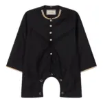 OE-300 - Baby Toddler Black Romper Thobe Gold Embroidery