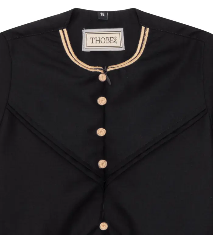 OE-300 - Baby Toddler Black Romper Thobe Gold Embroidery - Image 2