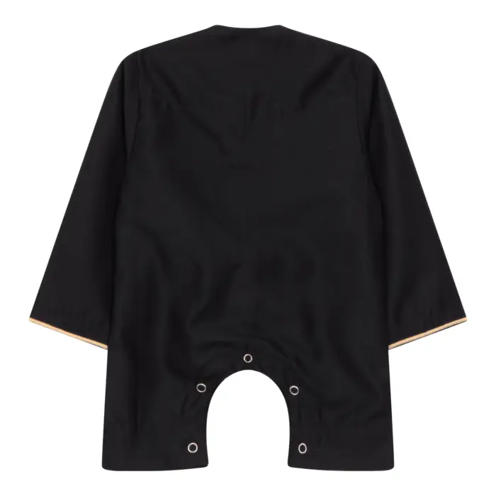 OE-300 - Baby Toddler Black Romper Thobe Gold Embroidery - Image 3