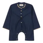 OE-300 - Baby Toddler Navy Romper Thobe Gold Embroidery