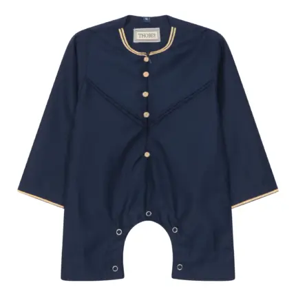 OE-300 - Baby Toddler Navy Romper Thobe Gold Embroidery