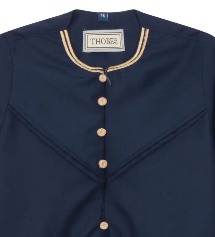 OE-300 - Baby Toddler Navy Romper Thobe Gold Embroidery - Image 2