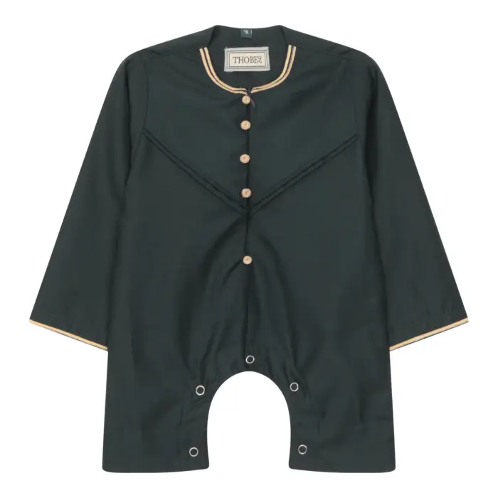 OE-300 - Baby Toddler Green Romper Thobe Gold Embroidery - Image 1