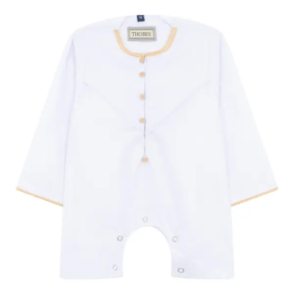 OE 300 Baby White Toddler Romper Thobe Gold Embroidery 1