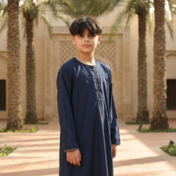 Alternative view of OE-300 - Boy's Navy Emirati Omani Thobe Gold Embroidery